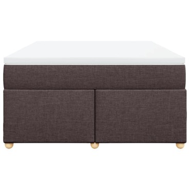 vidaXL Κρεβάτι Boxspring με Στρώμα Σκούρο Καφέ 140x190 εκ. Υφασμάτινο