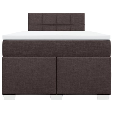 vidaXL Κρεβάτι Boxspring με Στρώμα Σκούρο Καφέ 120x200 εκ. Υφασμάτινο