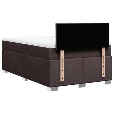 vidaXL Κρεβάτι Boxspring με Στρώμα Σκούρο Καφέ 120x200 εκ. Υφασμάτινο