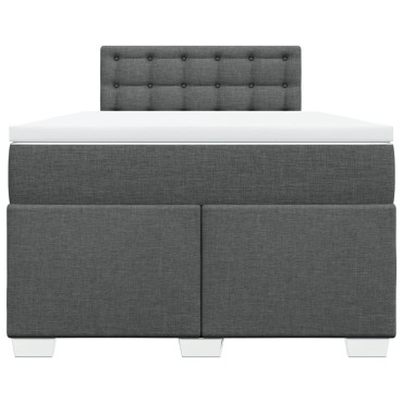 vidaXL Κρεβάτι Boxspring με Στρώμα Σκούρο Γκρι 120x200 εκ. Υφασμάτινο