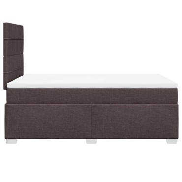 vidaXL Κρεβάτι Boxspring με Στρώμα Σκούρο Καφέ 120x200 εκ. Υφασμάτινο