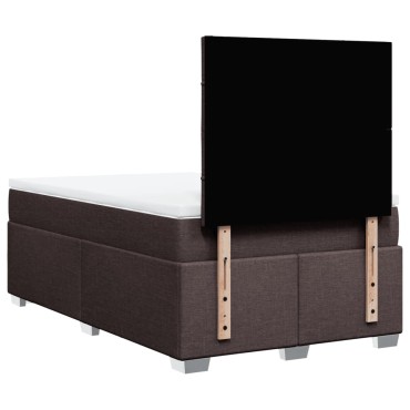 vidaXL Κρεβάτι Boxspring με Στρώμα Σκούρο Καφέ 120x200 εκ. Υφασμάτινο