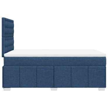 vidaXL Κρεβάτι Boxspring με Στρώμα Μπλε 120x200 εκ. Υφασμάτινο