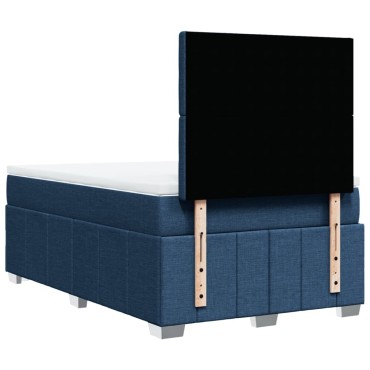 vidaXL Κρεβάτι Boxspring με Στρώμα Μπλε 120x200 εκ. Υφασμάτινο
