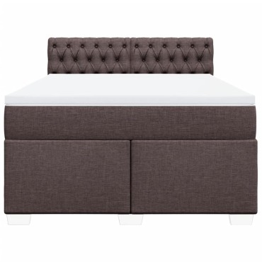 vidaXL Κρεβάτι Boxspring με Στρώμα Σκούρο Καφέ 160x200 εκ Υφασμάτινο