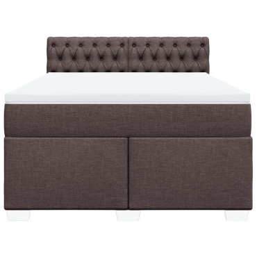 vidaXL Κρεβάτι Boxspring με Στρώμα Σκούρο Καφέ 160x200 εκ Υφασμάτινο