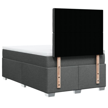 vidaXL Κρεβάτι Boxspring με Στρώμα Σκούρο Γκρι 120x200 εκ. Υφασμάτινο