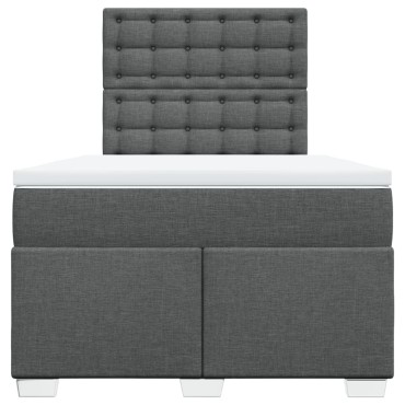 vidaXL Κρεβάτι Boxspring με Στρώμα Σκούρο Γκρι 120x200 εκ. Υφασμάτινο