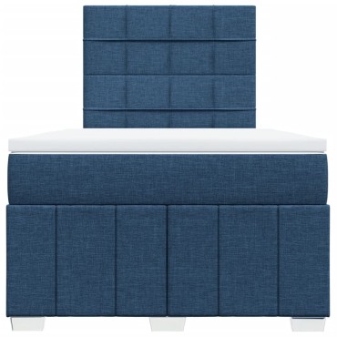 vidaXL Κρεβάτι Boxspring με Στρώμα Μπλε 120x200cm Υφασμάτινο 1 τεμ. - Μονό