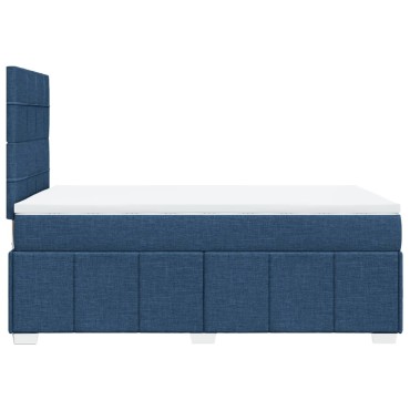 vidaXL Κρεβάτι Boxspring με Στρώμα Μπλε 120x200cm Υφασμάτινο 1 τεμ. - Μονό
