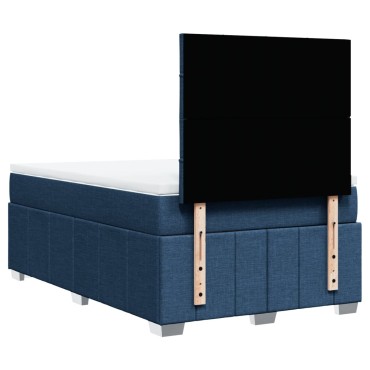 vidaXL Κρεβάτι Boxspring με Στρώμα Μπλε 120x200cm Υφασμάτινο 1 τεμ. - Μονό