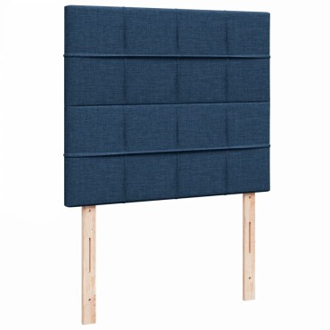vidaXL Κρεβάτι Boxspring με Στρώμα Μπλε 120x200cm Υφασμάτινο 1 τεμ. - Μονό