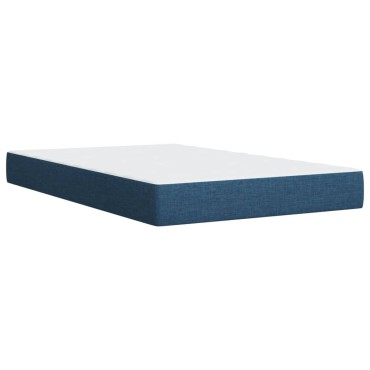vidaXL Κρεβάτι Boxspring με Στρώμα Μπλε 120x200cm Υφασμάτινο 1 τεμ. - Μονό