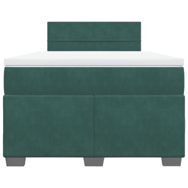 vidaXL Κρεβάτι Boxspring με Στρώμα Σκούρο Πράσινο 120x200εκ. Βελούδινο