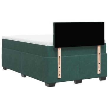 vidaXL Κρεβάτι Boxspring με Στρώμα Σκούρο Πράσινο 120x200εκ. Βελούδινο