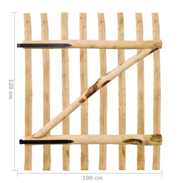 vidaXL Πόρτα Φράχτη Μονή 100 x 120 εκ. από Ξύλο Φουντουκιάς