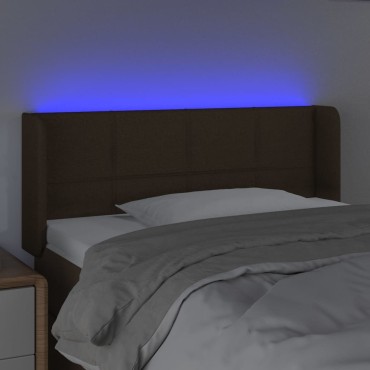 vidaXL Κεφαλάρι Κρεβατιού LED Σκούρο Καφέ 83x16x78/88cm Υφασμάτινο 1 τεμ.