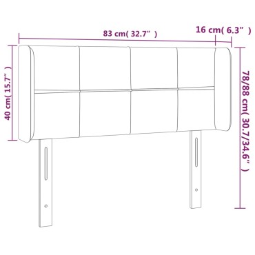 vidaXL Κεφαλάρι Κρεβατιού LED Σκούρο Καφέ 83x16x78/88cm Υφασμάτινο 1 τεμ.