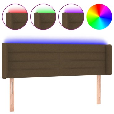 vidaXL Κεφαλάρι Κρεβατιού LED Σκούρο Καφέ 147x16x78/88cm Υφασμάτινο 1 τεμ.