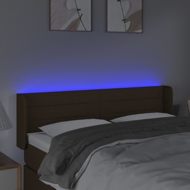 vidaXL Κεφαλάρι Κρεβατιού LED Σκούρο Καφέ 147x16x78/88cm Υφασμάτινο 1 τεμ.