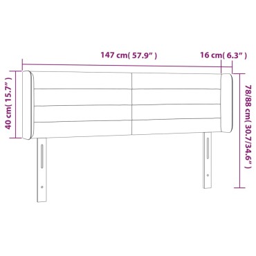 vidaXL Κεφαλάρι Κρεβατιού LED Σκούρο Καφέ 147x16x78/88cm Υφασμάτινο 1 τεμ.