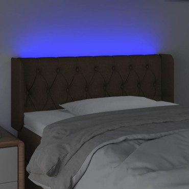 vidaXL Κεφαλάρι Κρεβατιού LED Σκούρο Καφέ 93x16x78/88cm Υφασμάτινο 1 τεμ.