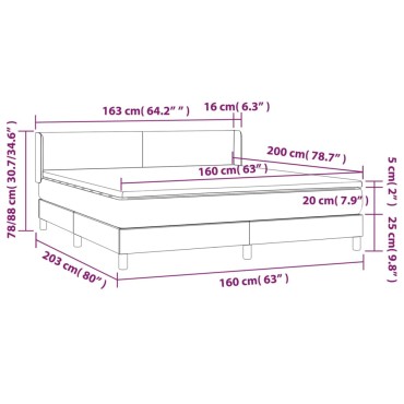 vidaXL Κρεβάτι Boxspring με Στρώμα Μαύρο 160x200 εκ. Υφασμάτινο