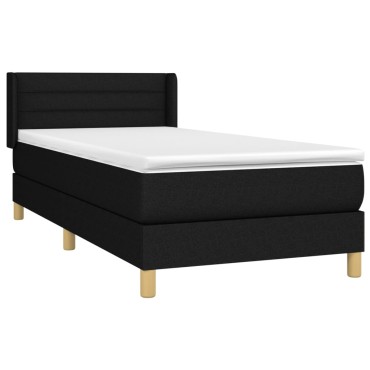 vidaXL Κρεβάτι Boxspring με Στρώμα Μαύρο 90x190 εκ.Υφασμάτινο