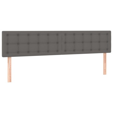 vidaXL Κρεβάτι Boxspring με Στρώμα Γκρι 180x200cm Συνθετικό Δέρμα 1 τεμ. - Διπλό