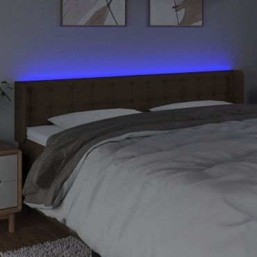 vidaXL Κεφαλάρι Κρεβατιού LED Σκούρο Καφέ 183x16x78/88cm Υφασμάτινο 1 τεμ.