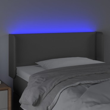 vidaXL Κεφαλάρι Κρεβατιού LED Γκρι 103x16x78/88cm από Συνθετικό Δέρμα 1 τεμ.