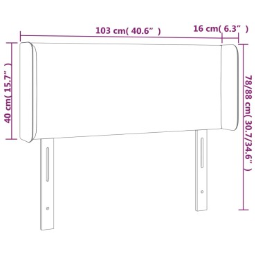 vidaXL Κεφαλάρι Κρεβατιού LED Γκρι 103x16x78/88cm από Συνθετικό Δέρμα 1 τεμ.