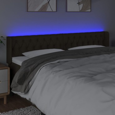 vidaXL Κεφαλάρι Κρεβατιού LED Σκούρο Καφέ 203x16x78/88cm Υφασμάτινο 1 τεμ.