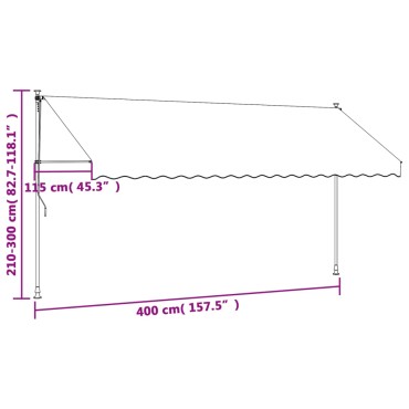 vidaXL Τέντα Συρόμενη Ανθρακί 400 x 150 εκ. από Ύφασμα και Ατσάλι