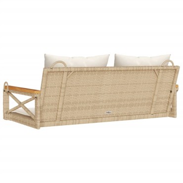 vidaXL Παγκάκι Κουνιστό Μπεζ 109x62x40cm Συνθετικό Ρατάν με Μαξιλάρια 1 τεμ.