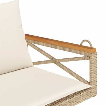 vidaXL Παγκάκι Κουνιστό Μπεζ 109x62x40cm Συνθετικό Ρατάν με Μαξιλάρια 1 τεμ.