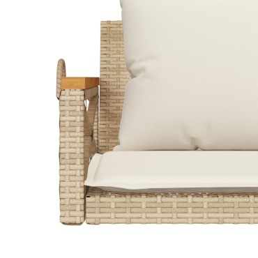 vidaXL Παγκάκι Κουνιστό Μπεζ 109x62x40cm Συνθετικό Ρατάν με Μαξιλάρια 1 τεμ.