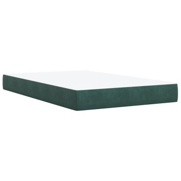 vidaXL Κρεβάτι Boxspring με Στρώμα Σκούρο Πράσινο 120x200cm Βελούδινο 1 τεμ. - Μονό