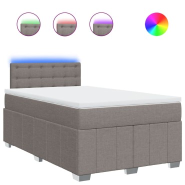 vidaXL Κρεβάτι Boxspring με Στρώμα Taupe 120x200 εκ. Υφασμάτινο