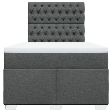 vidaXL Κρεβάτι Boxspring με Στρώμα Σκούρο Γκρι 120x200 εκ. Υφασμάτινο
