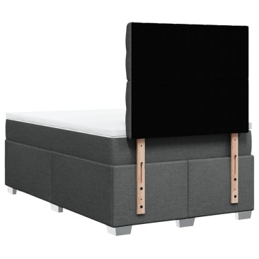 vidaXL Κρεβάτι Boxspring με Στρώμα Σκούρο Γκρι 120x200 εκ. Υφασμάτινο
