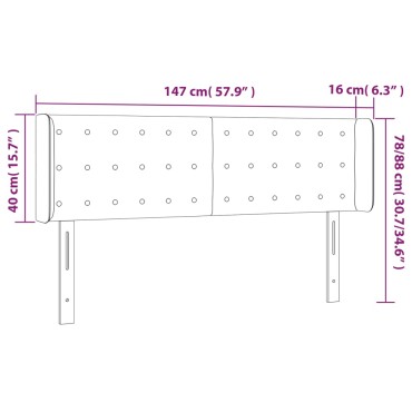 vidaXL Κεφαλάρι με Πτερύγια Γκρι 147x16x78/88cm Συνθετικό Δέρμα 1 τεμ.