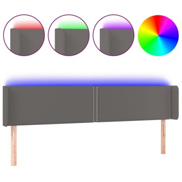 vidaXL Κεφαλάρι Κρεβατιού LED Γκρι 163x16x78/88cm από Συνθετικό Δέρμα 1 τεμ.