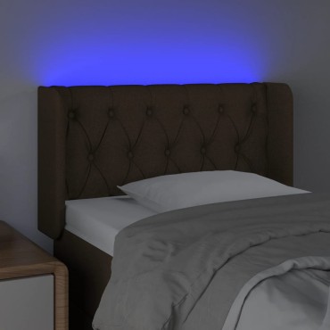 vidaXL Κεφαλάρι Κρεβατιού LED Σκούρο Καφέ 83x16x78/88cm Υφασμάτινο 1 τεμ.