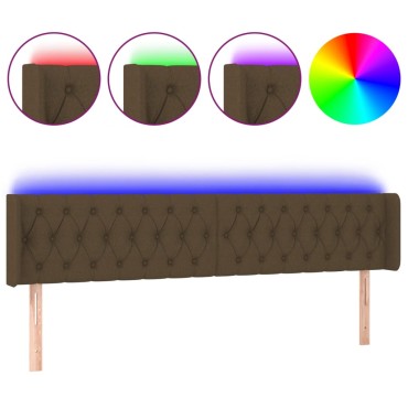 vidaXL Κεφαλάρι Κρεβατιού LED Σκούρο Καφέ 183x16x78/88cm Υφασμάτινο 1 τεμ.