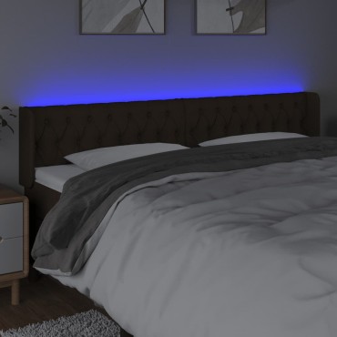 vidaXL Κεφαλάρι Κρεβατιού LED Σκούρο Καφέ 183x16x78/88cm Υφασμάτινο 1 τεμ.