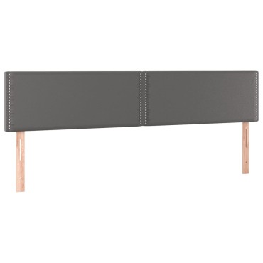 vidaXL Κρεβάτι Boxspring με Στρώμα Γκρι 180x200cm Συνθετικό Δέρμα 1 τεμ. - Διπλό