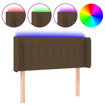 vidaXL Κεφαλάρι Κρεβατιού LED Σκούρο Καφέ 83x16x78/88cm Υφασμάτινο 1 τεμ.