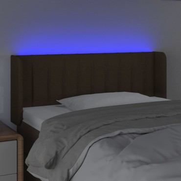 vidaXL Κεφαλάρι Κρεβατιού LED Σκούρο Καφέ 83x16x78/88cm Υφασμάτινο 1 τεμ.