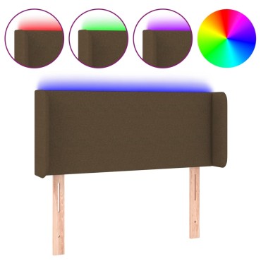 vidaXL Κεφαλάρι Κρεβατιού LED Σκούρο Καφέ 83x16x78/88cm Υφασμάτινο 1 τεμ.
